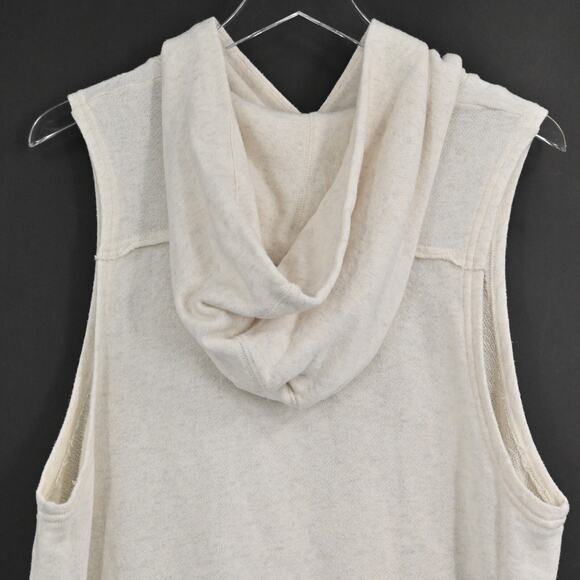 FREE PEOPLE Hoodie Womens Sz XS Vintage Beach Day Cream Coastal Boho Sleeveless - Picture 7 of 11